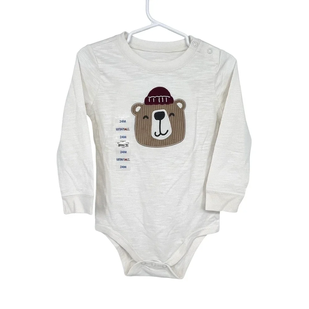 Garanimals Bodysuit Pants Set Girls 24M White Blue Bear Winter Holidays NEW